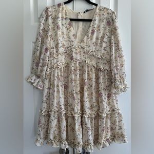 NWT Blue B cream floral tiered flowy dress size Medium